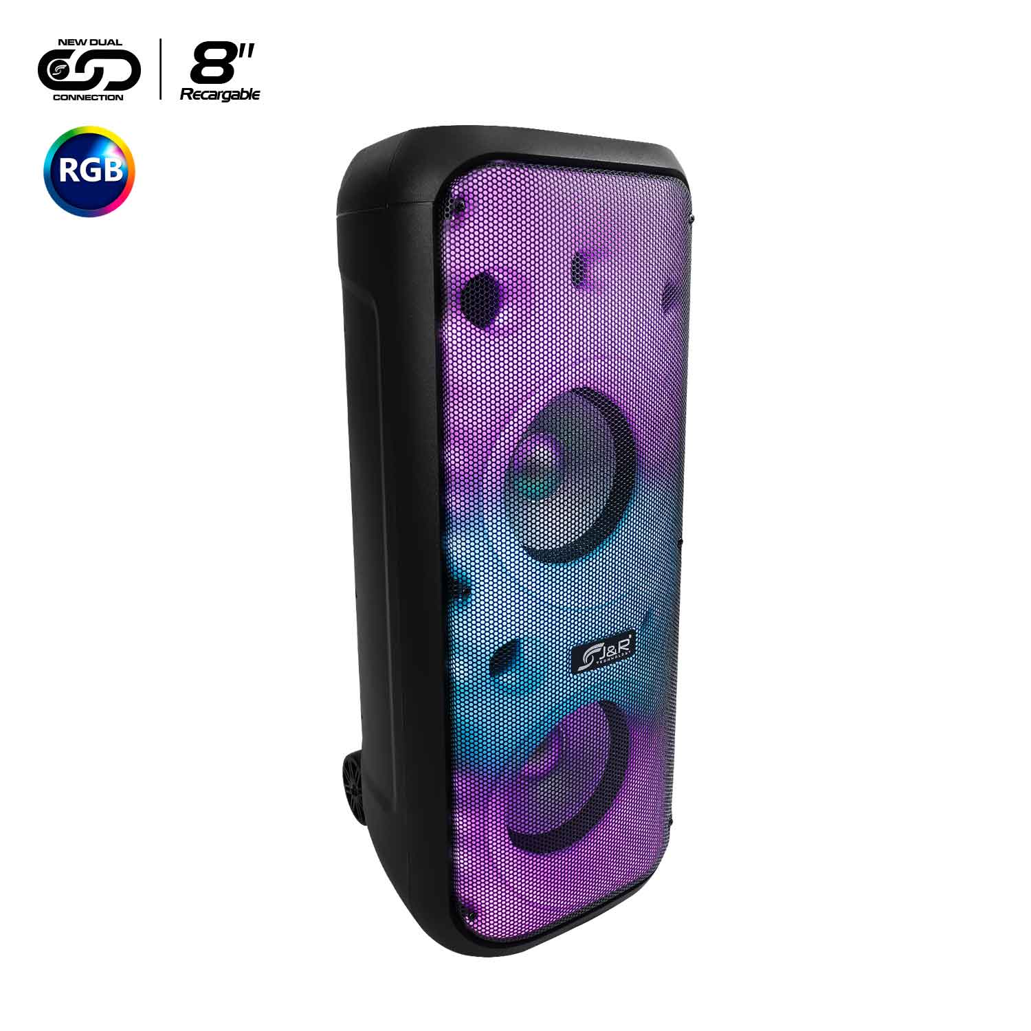 Cabina doble bocina recargable 2500w j&r j5244 / 8”