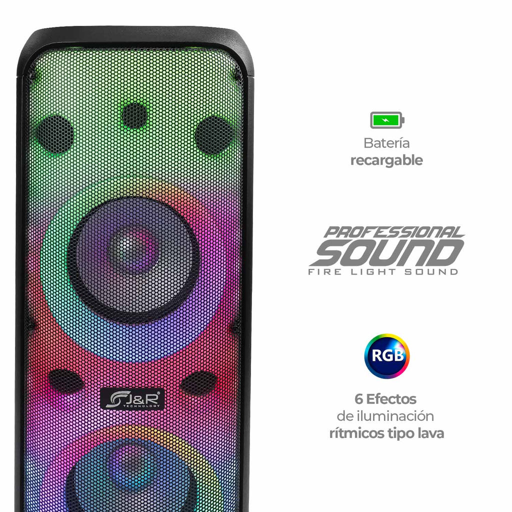 Cabina doble bocina recargable 2500w j&r j5244 / 8”